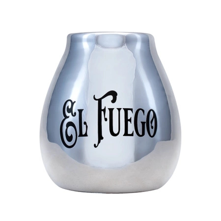 Tazza da tè Mate in ceramica con logo El Fuego (argento) 350 ml