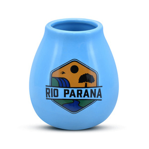 1440 x Calebasse en céramique avec logo Rio Parana (bleu) 330 ml