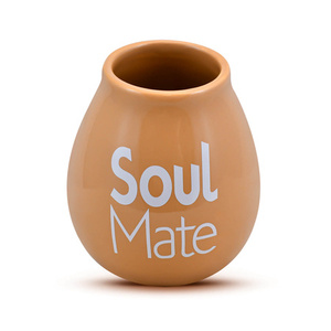 1440 x Calebasse en céramique beige avec logo Soul Mate - 350 ml