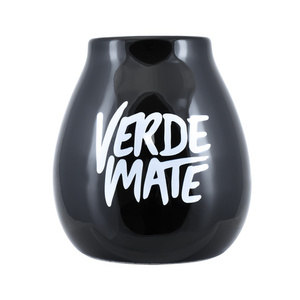 1440 x Keramik-Kalebasse schwarz mit Verde Mate Logo - 350 ml