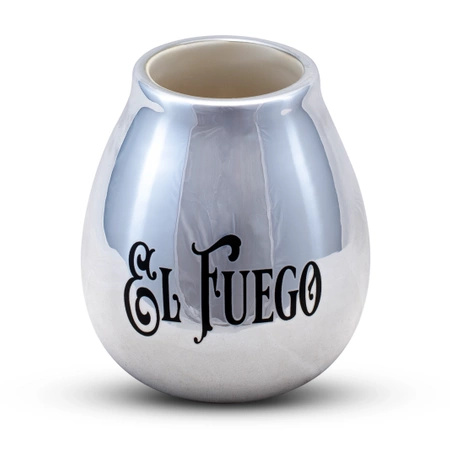 Tykwa Ceramiczna z logo El Fuego (srebrna) 350 ml