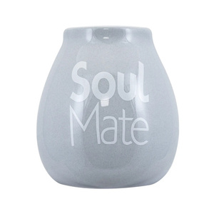 36 x Keramik-Kalebasse grau mit Soul Mate-Logo - 350 ml