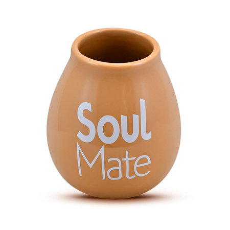 1440 x Calebasse en céramique beige avec logo Soul Mate - 350 ml