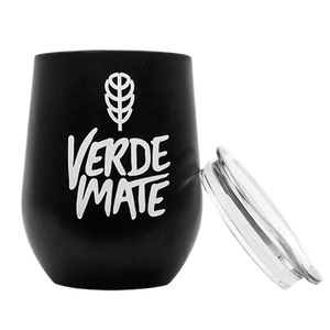 24 x ThermoLid - Mate de acero con tapa - motivo Verde Mate (negro) - 350 ml