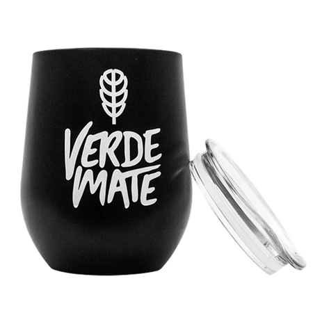 24 x ThermoLid - Mate de acero con tapa - motivo Verde Mate (negro) - 350 ml