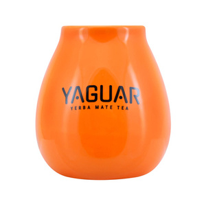 36 x Orange Kalebasse aus Keramik mit Yaguar-Logo - 350 ml