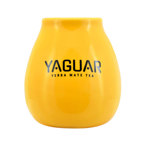 1440 x Gelbe Keramik-Kalebasse mit Yaguar-Logo - 350 ml