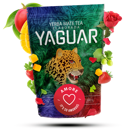 40 x Yaguar Amore 500 g 0,5 kg - Brasilianische Yerba Mate mit Früchten und Kräutern