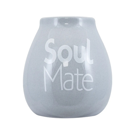 36 x Keramik-Kalebasse grau mit Soul Mate-Logo - 350 ml