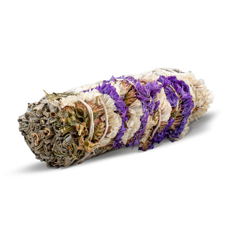 Sauge Blanche avec Sinuata violet et blanc – Encens en rouleau 20-30 g