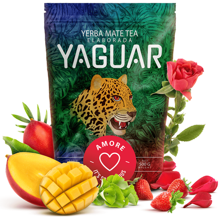 40 x Yaguar Amore 500 g 0,5 kg - brazilské yerba maté s ovocem a bylinkami