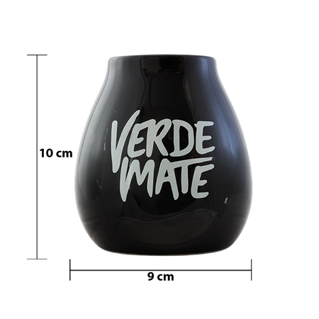 1440 x Ceramic calabash black with Verde Mate logo - 350 ml