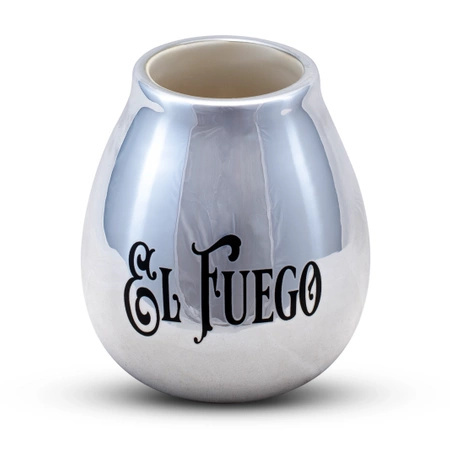 1440 x Calebasse en céramique avec logo El Fuego (argent) 350 ml