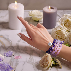 Pulsera Mala con amatista y cuarzo rosa – Lotus Flower