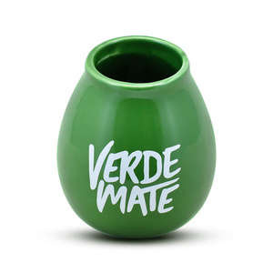 36 x Verde Mate calebasse en céramique verte avec logo - 350 ml