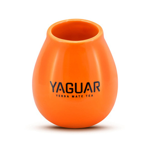 36 x Calabaza de cerámica naranja con logotipo Yaguar - 350 ml