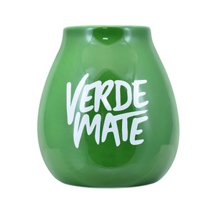 36 x Verde Mate calabaza de cerámica verde con logotipo - 350 ml