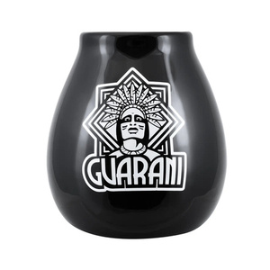 36 x Ceramic calabash black with Guarani logo - 350 ml