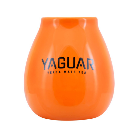 36 x Orange Kalebasse aus Keramik mit Yaguar-Logo - 350 ml