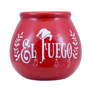 36 x Ceramic calabash with El Fuego logo - Christmas Edition (red) 300 ml