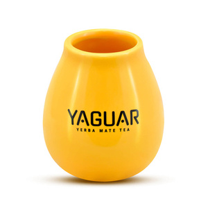 1440 x Gelbe Keramik-Kalebasse mit Yaguar-Logo - 350 ml