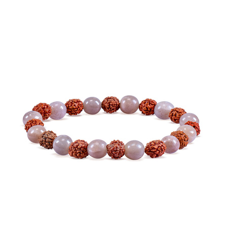 Armband mit Rudraksha und Pfirsich-Mondstein