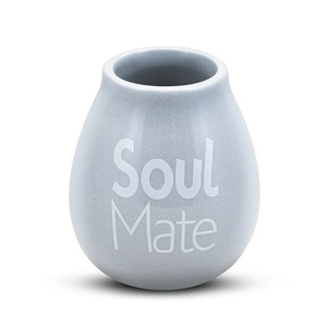 36 x Keramik-Kalebasse grau mit Soul Mate-Logo - 350 ml