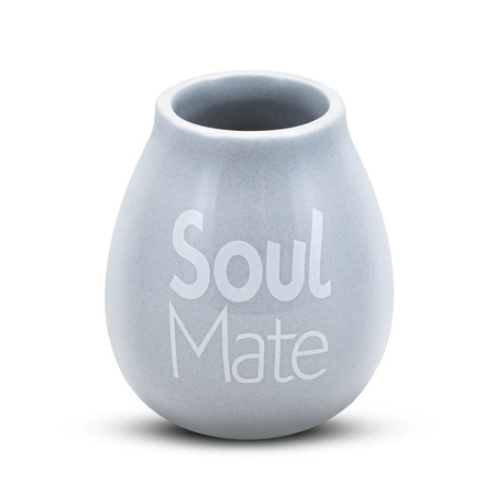 36 x Keramik-Kalebasse grau mit Soul Mate-Logo - 350 ml