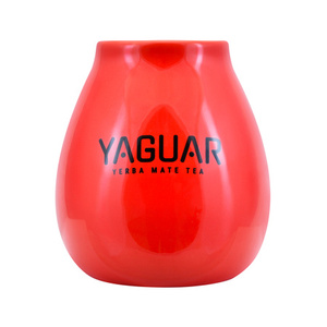 1440 x Ceramic calabash red with Yaguar logo - 350 ml